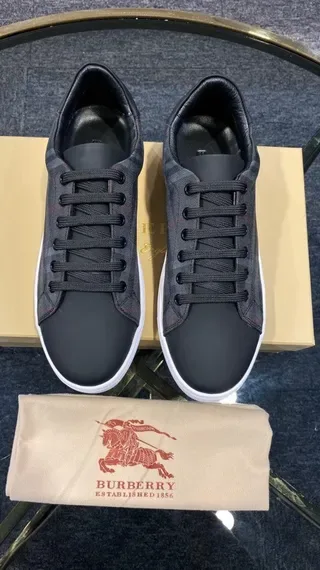 Burberry Plaid and Black Lifestyle Sneakers 5