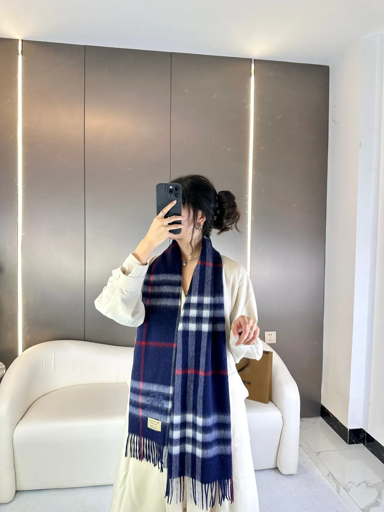 Burberry Reykjavik Noir Nova Check Cashmere Scarf 3