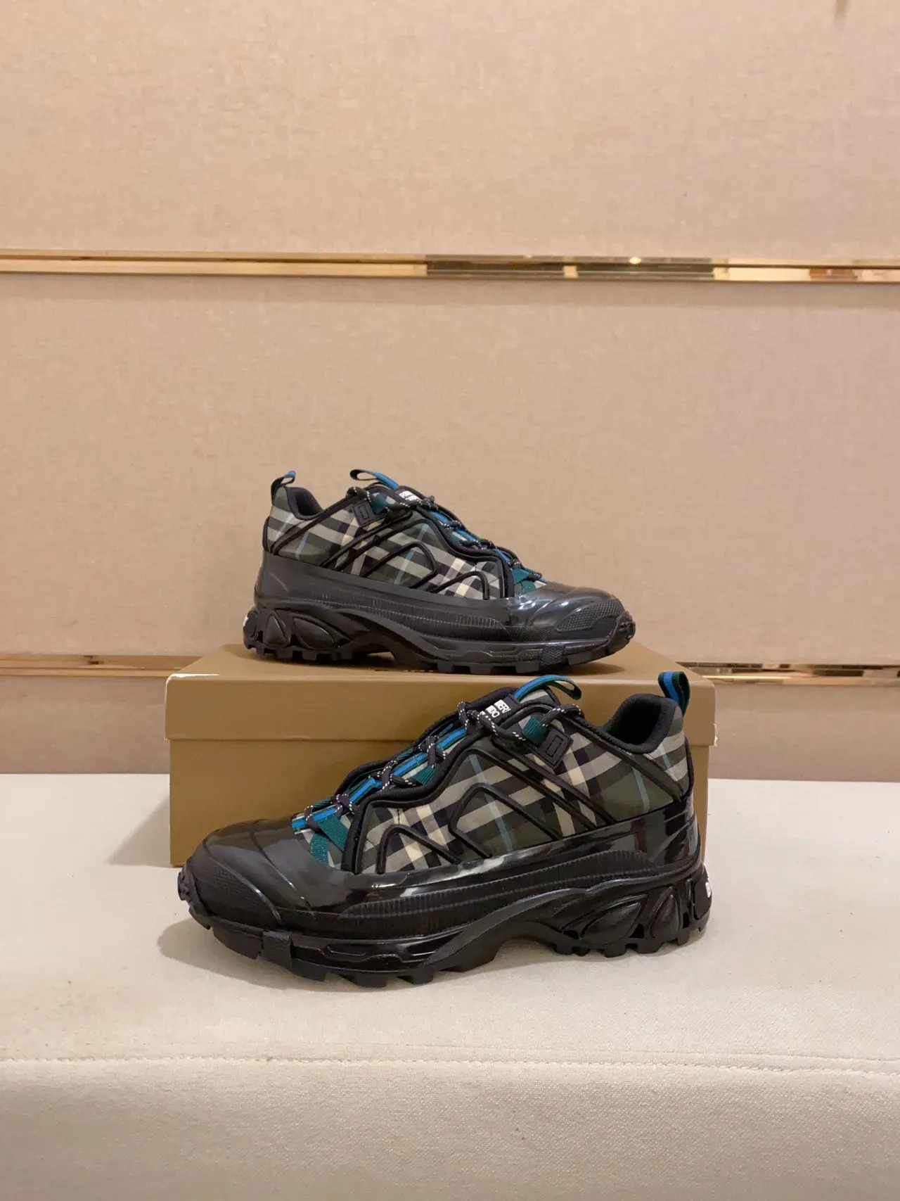 Burberry Runner Check Pattern Translucent Cage Chunky Sneaker 7
