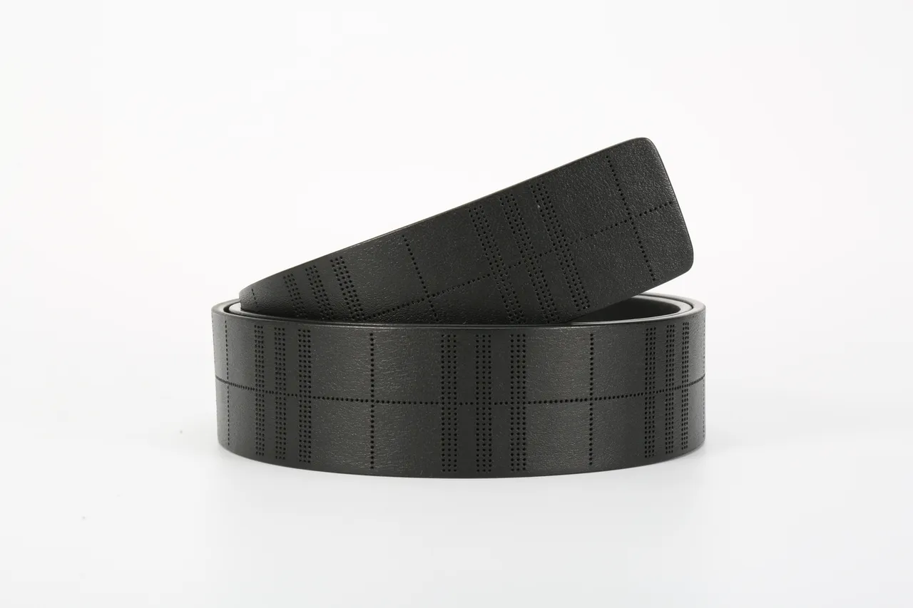 Burberry TB Monogram Perforated Check Ceinture en cuir noir 4
