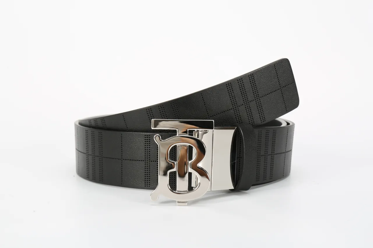 Burberry TB Monogram Perforated Check Ceinture en cuir noir 6