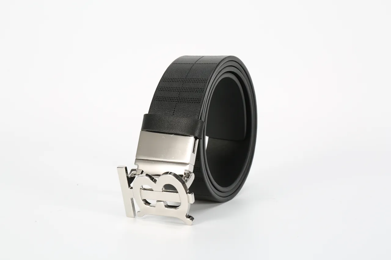 Burberry TB Monogram Perforated Check Ceinture en cuir noir 7