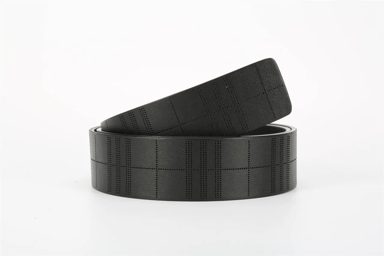 Burberry TB Monogram Perforated Check Ceinture en cuir noir 14