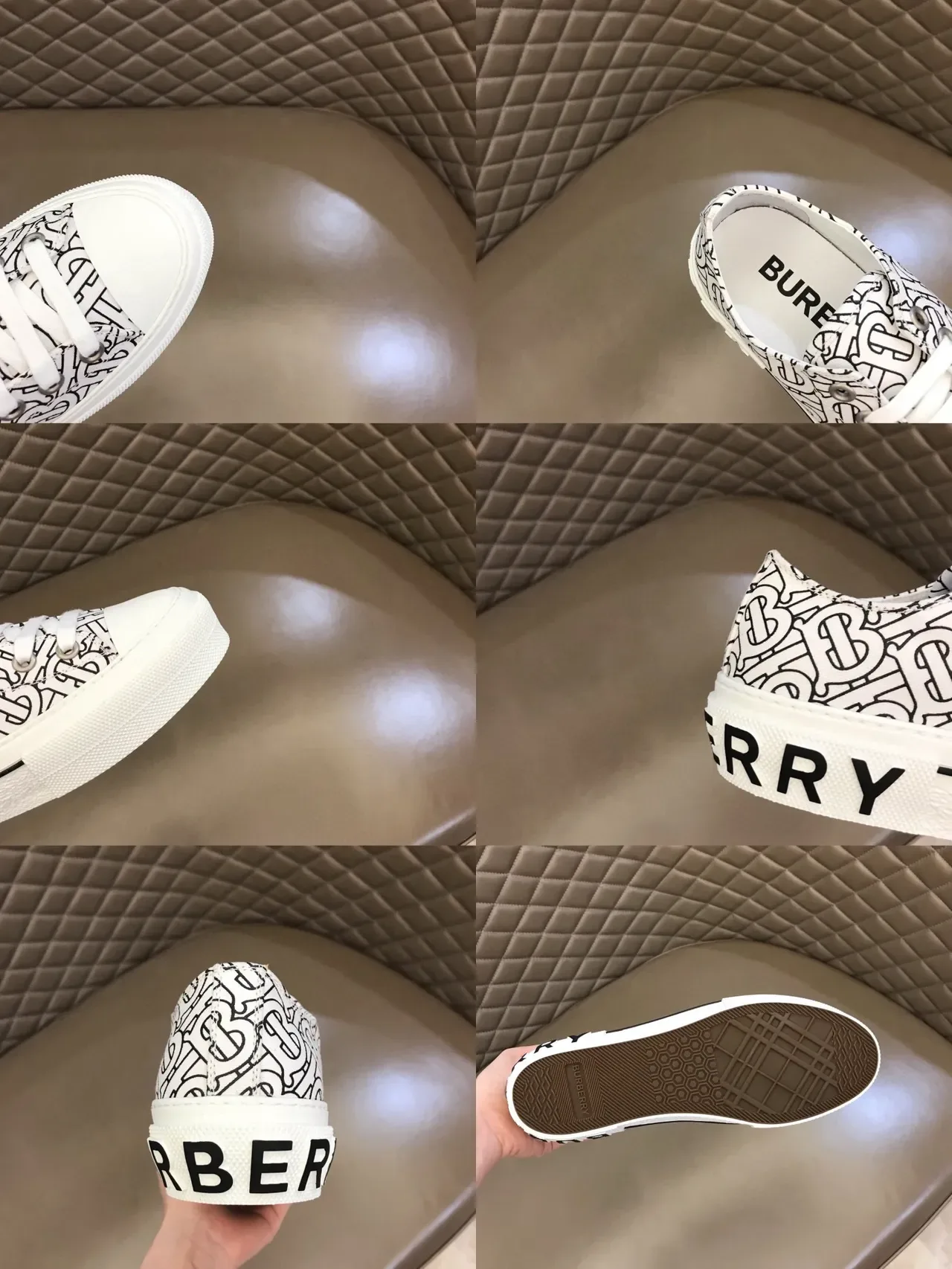 বারবেরি সাদা কালো Monogram-Print ক্যানভাস প্ল্যাটফর্ম সোল লাইফস্টাইল স্নিকার্স 2