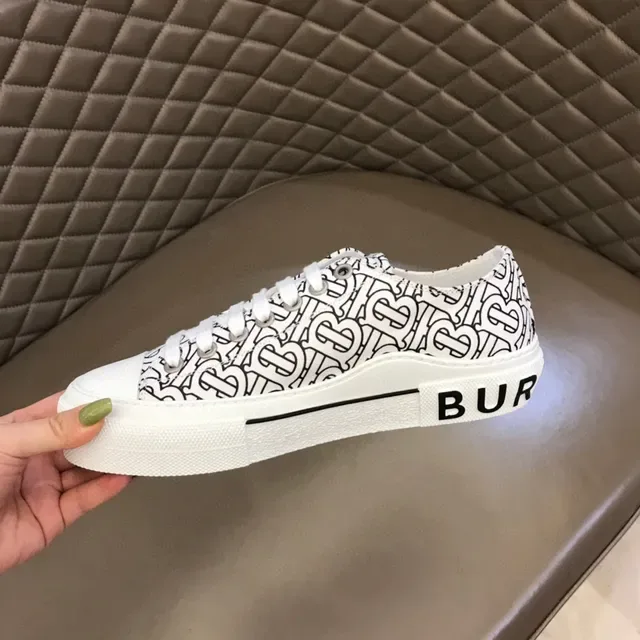 বারবেরি সাদা কালো Monogram-Print ক্যানভাস প্ল্যাটফর্ম সোল লাইফস্টাইল স্নিকার্স 3