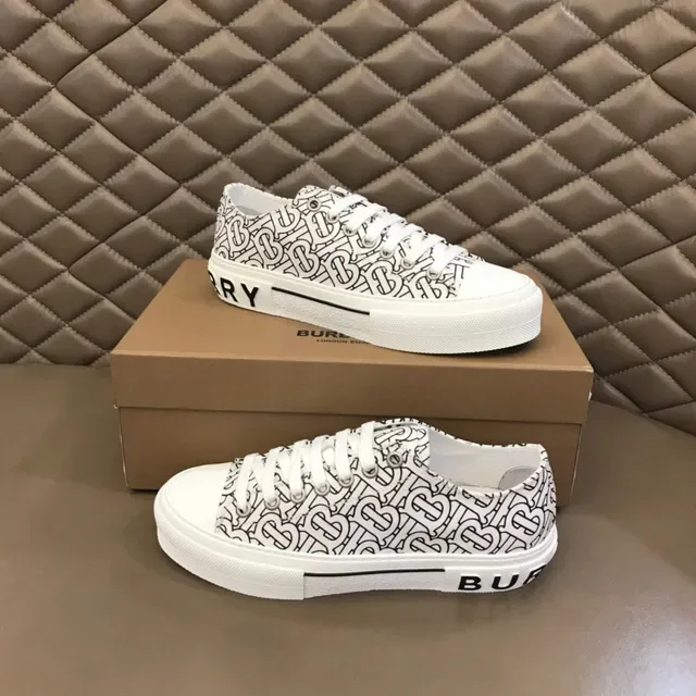 বারবেরি সাদা কালো Monogram-Print ক্যানভাস প্ল্যাটফর্ম সোল লাইফস্টাইল স্নিকার্স 7