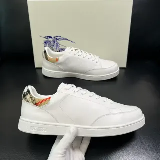 Burberry White Multicolor Leather House Check Heel Tab Lifestyle Sneakers