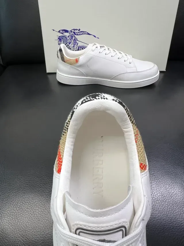 Burberry White Multicolor Leather House Check Heel Tab Lifestyle Sneakers 2
