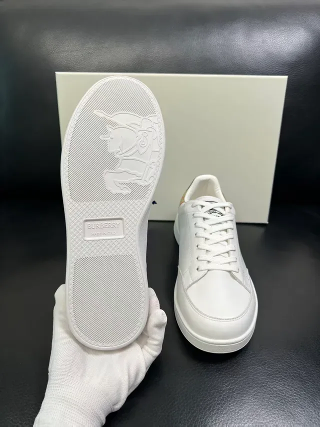 Burberry White Multicolor Leather House Check Heel Tab Lifestyle Sneakers 3