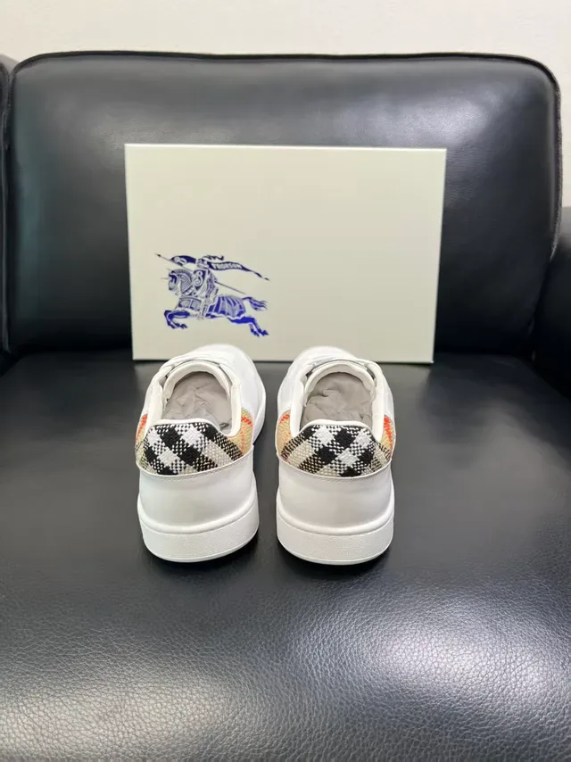 Burberry White Multicolor Leather House Check Heel Tab Lifestyle Sneakers 4
