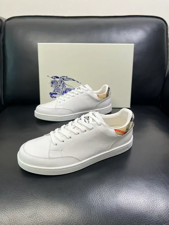 Burberry White Multicolor Leather House Check Heel Tab Lifestyle Sneakers 5