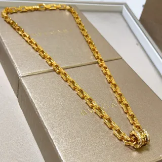 Bvlgari B.zero1 Gold Silver Chain Engraved Greek Key Links Necklace