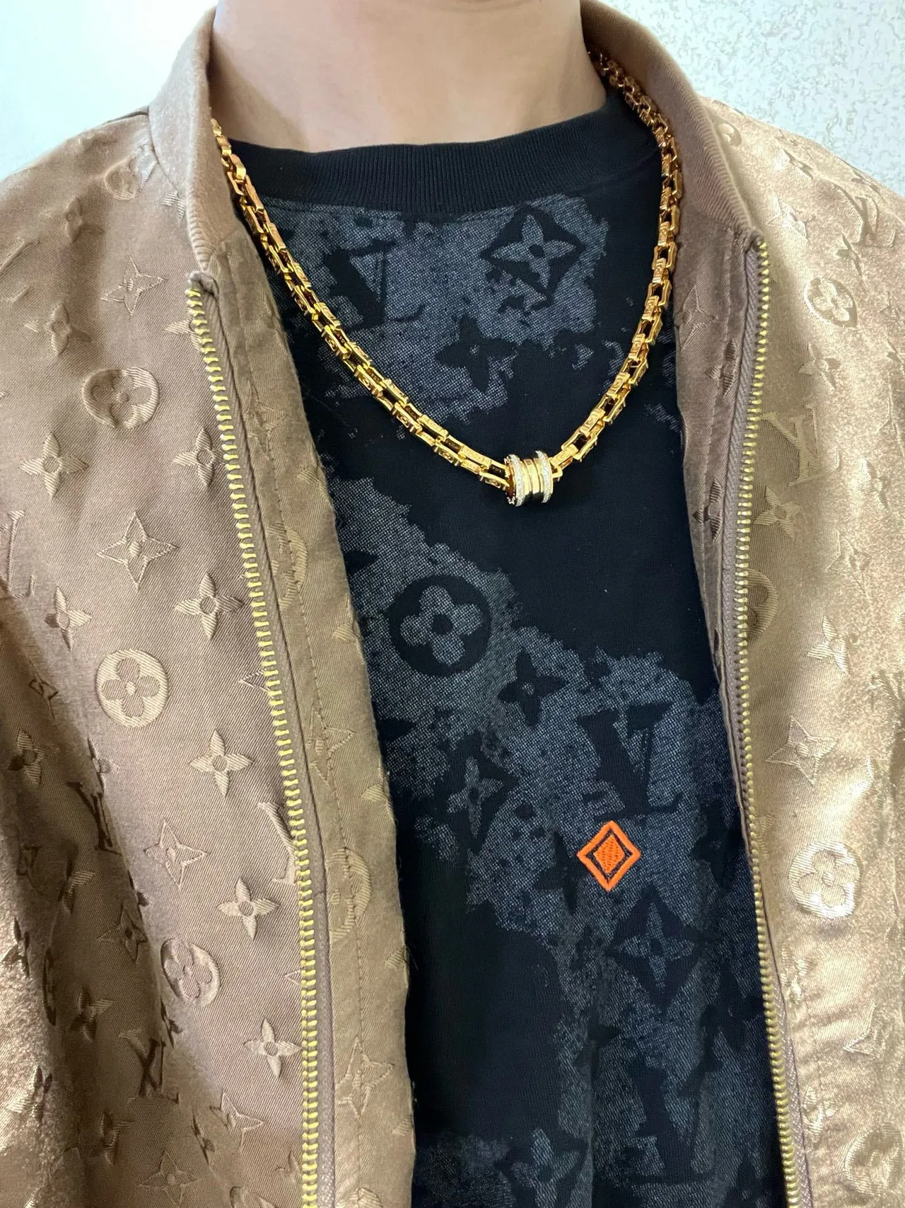 Bvlgari B.zero1 Chaîne or argent maillons clé grecque gravée collier 2