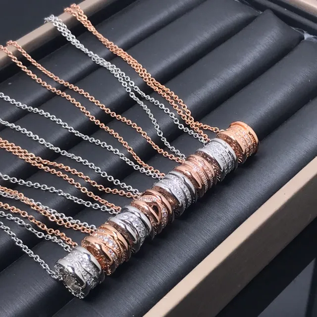 Bvlgari B.zero1 Rock Two-Tone Pavé Stacked Cylindrical Necklace 3