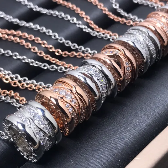 Bvlgari B.zero1 Rock Two-Tone Pavé Stacked Cylindrical Necklace 4