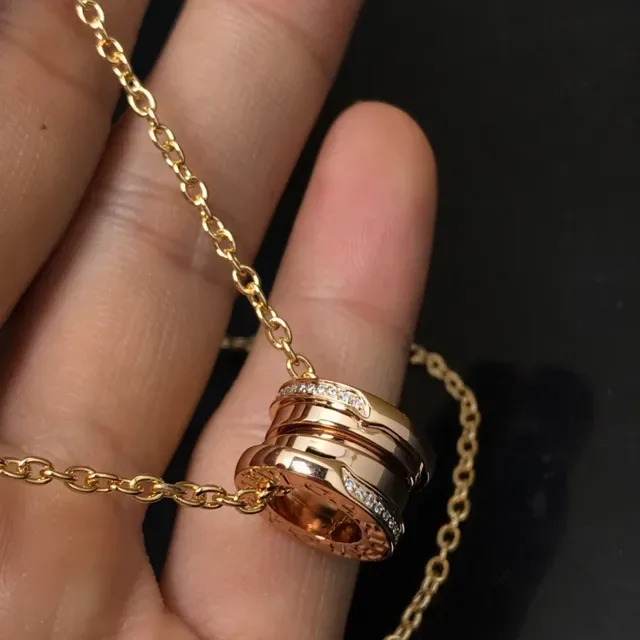 Bvlgari B.zero1 玫瑰金 镶钻 相连戒指 项链 2