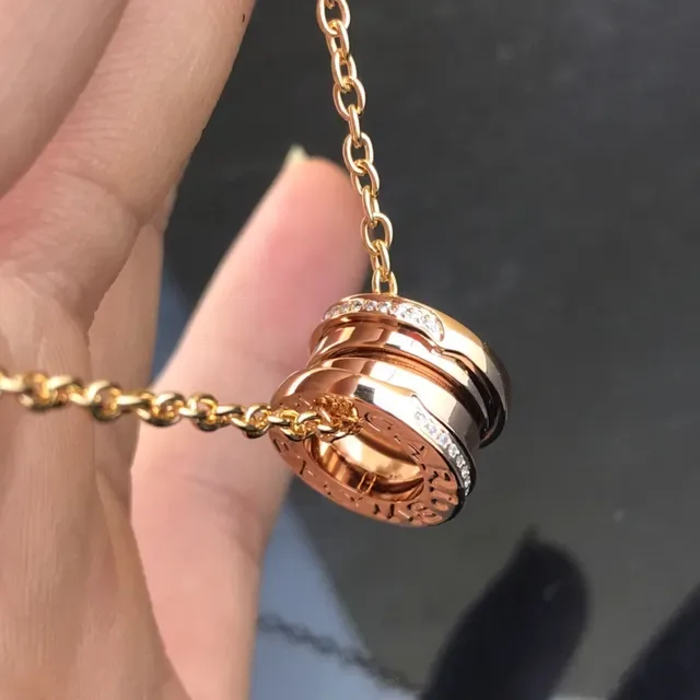 Bvlgari B.zero1 玫瑰金 镶钻 相连戒指 项链 3
