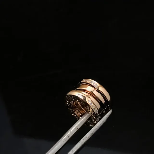 Bvlgari B.zero1 玫瑰金 镶钻 相连戒指 项链 5