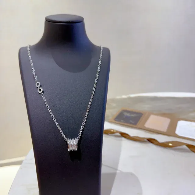 Bvlgari B.zero1 Three-Ring Pavé Diamond Silver Necklace 4