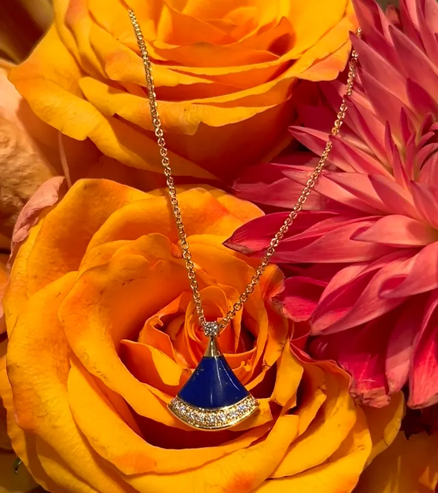 Bvlgari Divas' Dream নীল ইনামেল এবং হীরা পেন্ডেন্ট নেকলেস 4