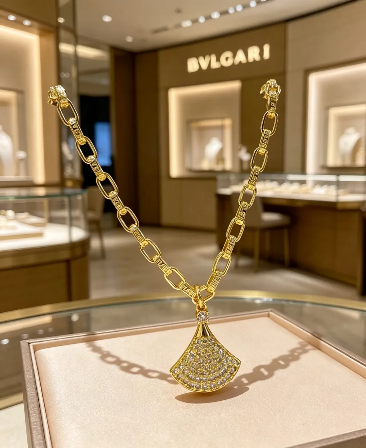 Bvlgari Divas’ Dream قلادة مروحية مرصعة بالماس الذهبية 3
