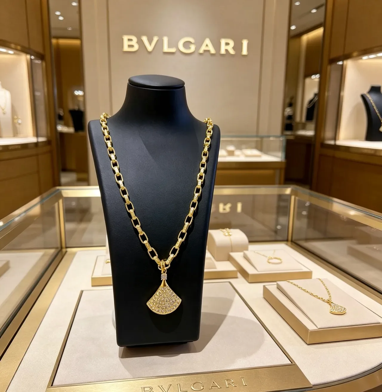 Bvlgari Divas’ Dream قلادة مروحية مرصعة بالماس الذهبية 6