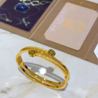 Bvlgari Gold Enamel Turtle Motif Hinged Bangle Bracelet