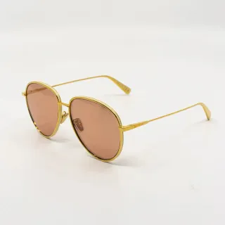 Bvlgari Gold Pink Thin Metal Frame Rose-Tinted Lenses Eyewear
