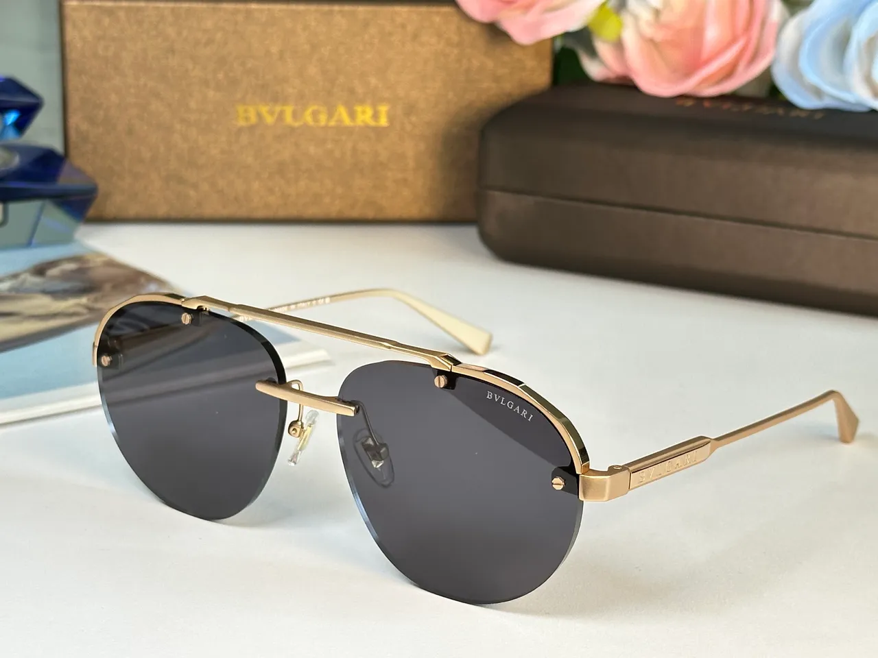 Bvlgari Octo Finissimo Black Silver Aviator-Style Shield-Shaped Lenses Sunglasses 2
