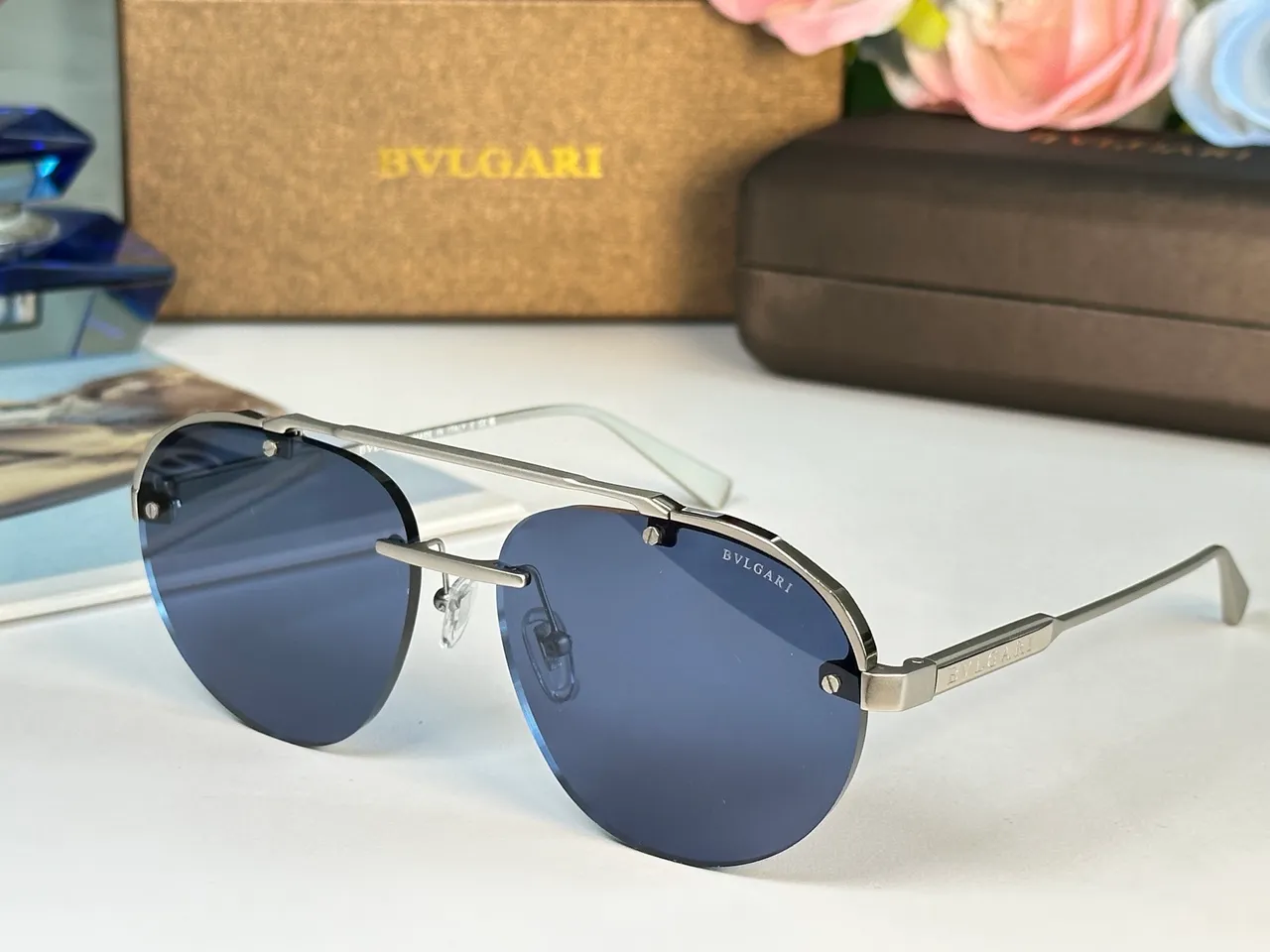 Bvlgari Octo Finissimo Black Silver Aviator-Style Shield-Shaped Lenses Sunglasses 4