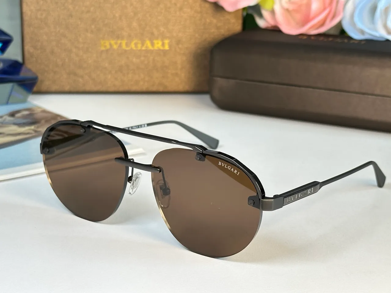 Bvlgari Octo Finissimo Black Silver Aviator-Style Shield-Shaped Lenses Sunglasses 5
