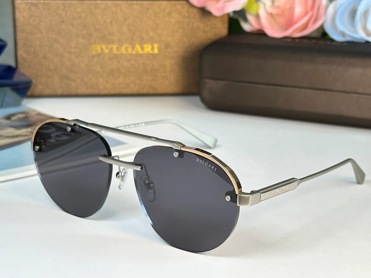 Bvlgari Octo Finissimo Black Silver Aviator-Style Shield-Shaped Lenses Sunglasses 7