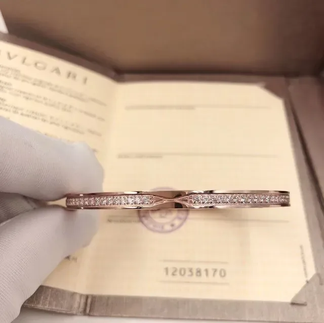 Bvlgari पवे़ क्रिस्टल गुलाबी सोना रिजिड बैंगल ब्रेसलेट 3