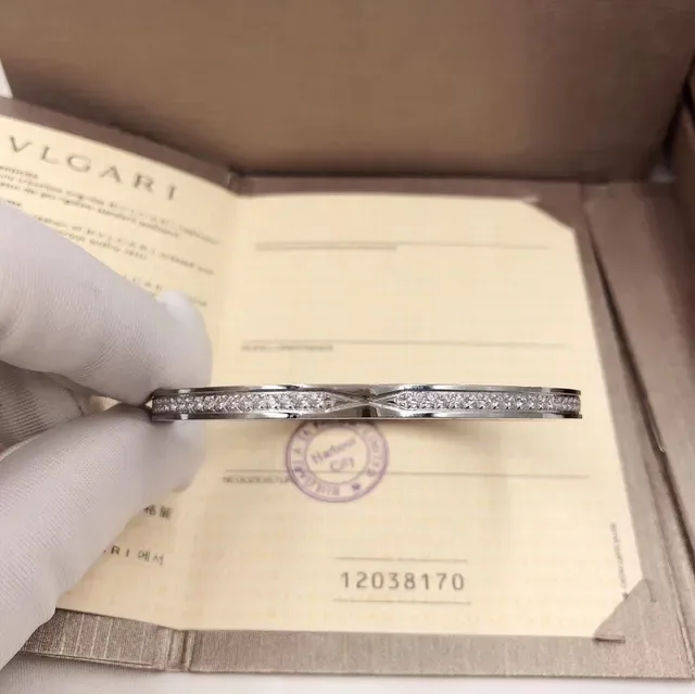 Bvlgari पवे़ क्रिस्टल गुलाबी सोना रिजिड बैंगल ब्रेसलेट 4