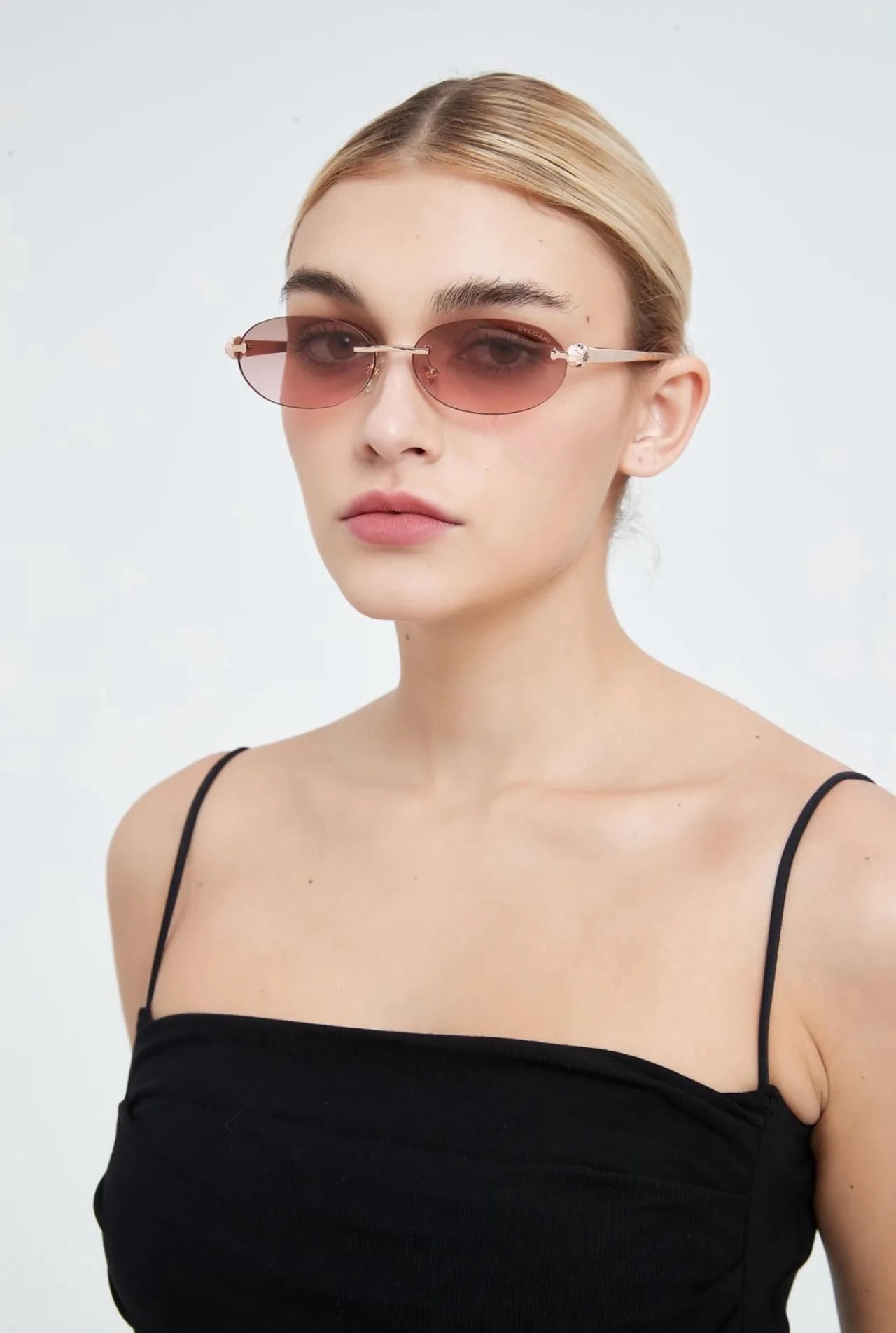 Bvlgari Serpenti Rimless Oval Gold-Tone Gradient Sunglasses 3