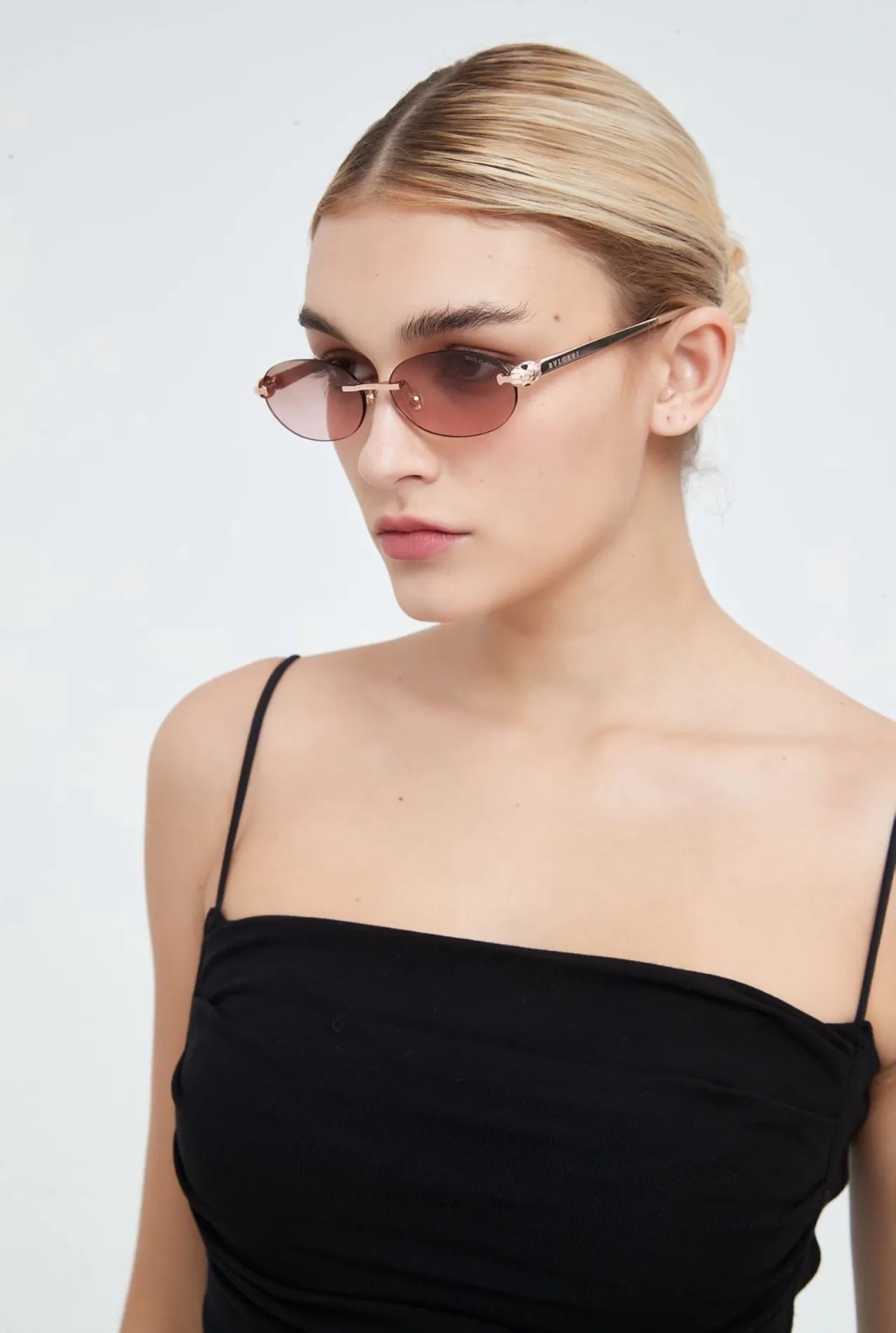 Bvlgari Serpenti Rimless Oval Gold-Tone Gradient Sunglasses 4