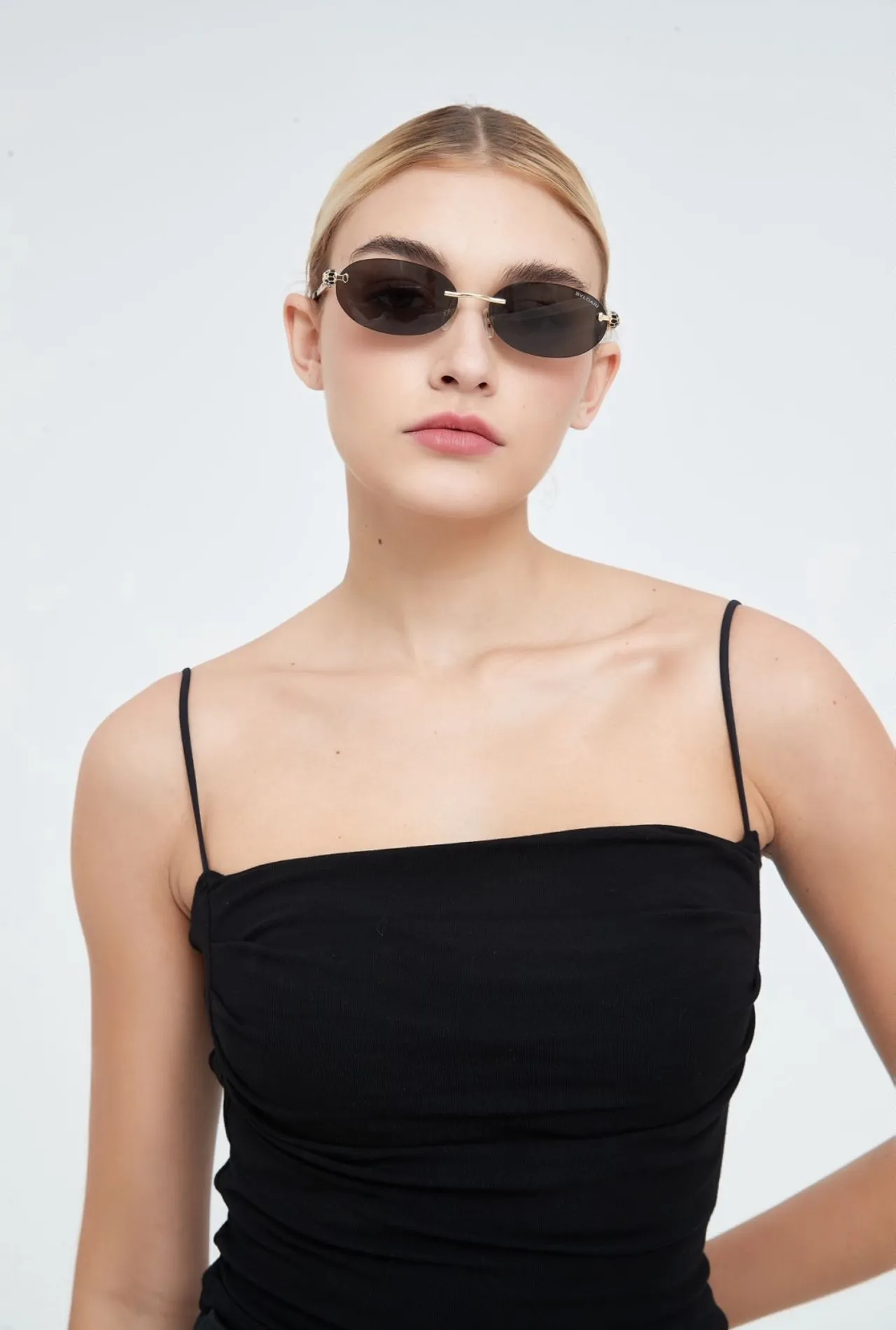 Bvlgari Serpenti Rimless Oval Gold-Tone Gradient Sunglasses 6