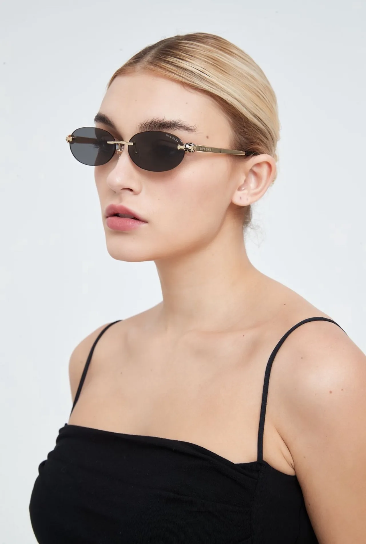 Bvlgari Serpenti Rimless Oval Gold-Tone Gradient Sunglasses 7