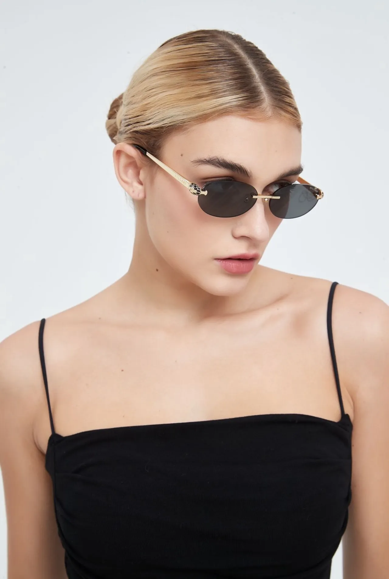 Bvlgari Serpenti Rimless Oval Gold-Tone Gradient Sunglasses 8