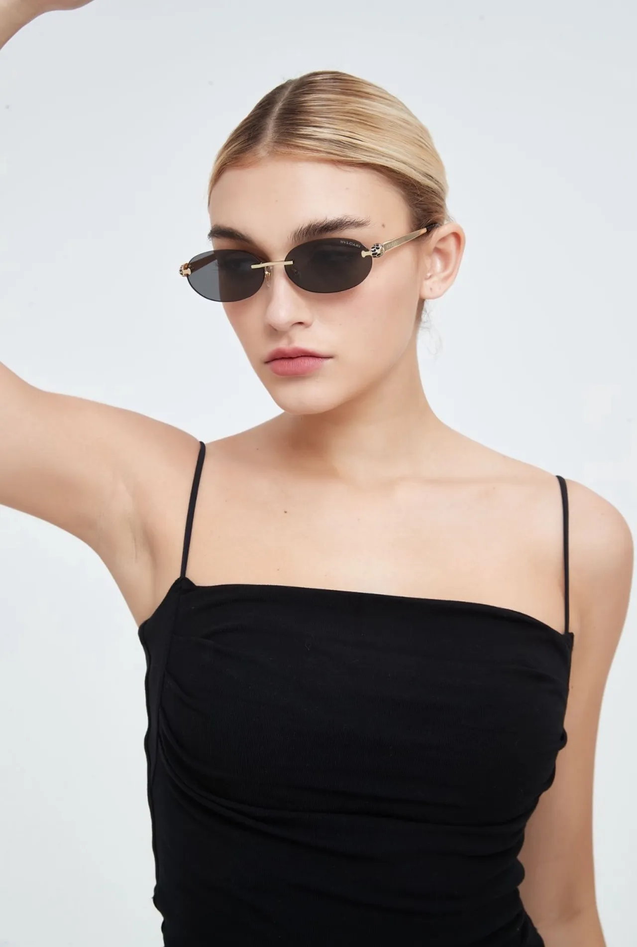 Bvlgari Serpenti Rimless Oval Gold-Tone Gradient Sunglasses 9