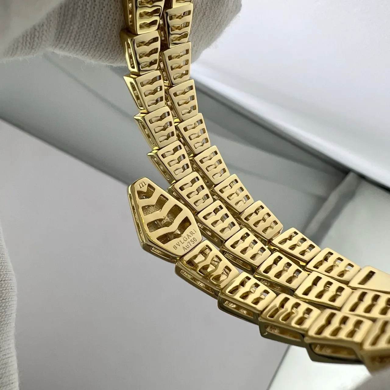 Bvlgari Serpenti Silver Gold Coiled Serpent Articulated Scale Links Bracelet 2
