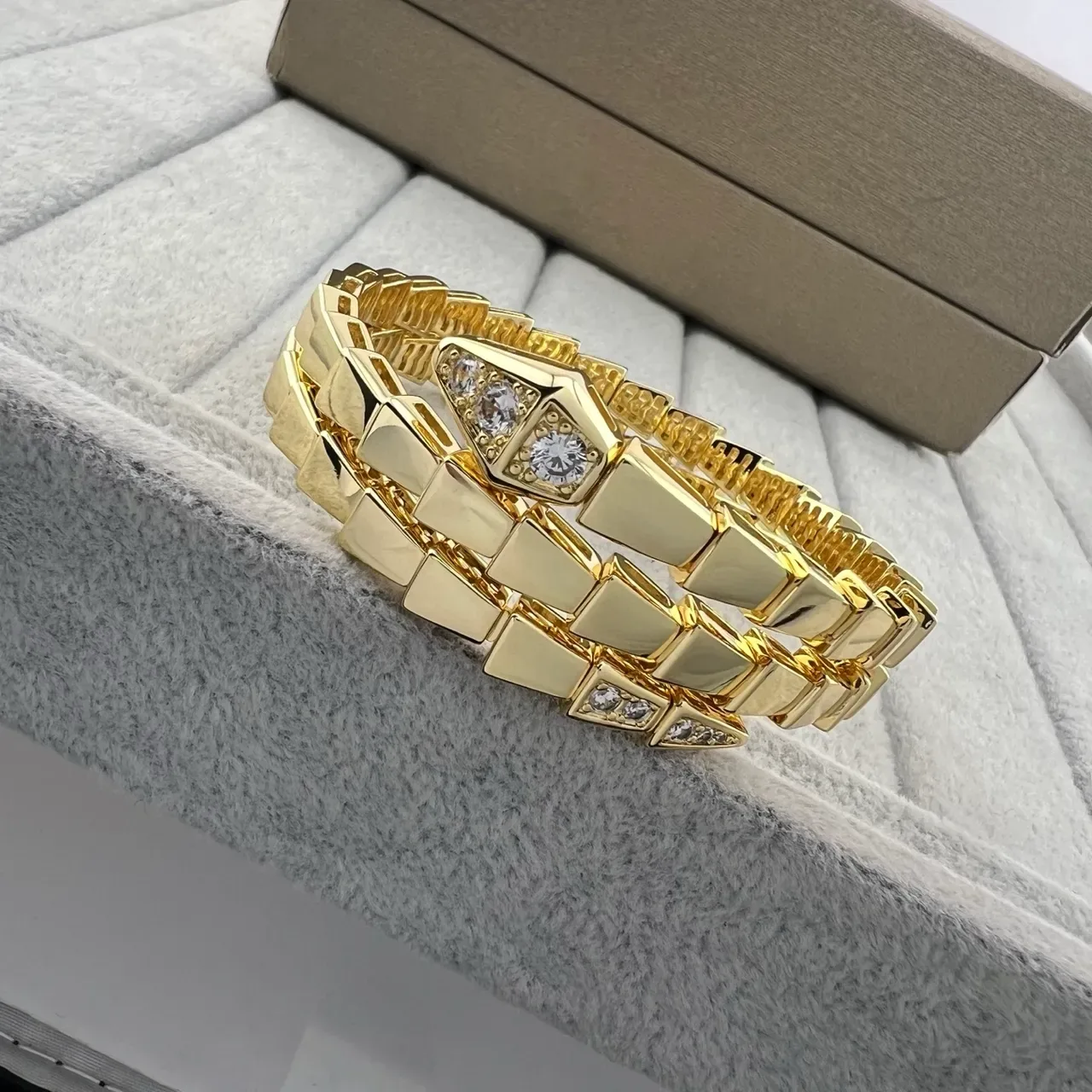 Bvlgari Serpenti Silver Gold Coiled Serpent Articulated Scale Links Bracelet 4
