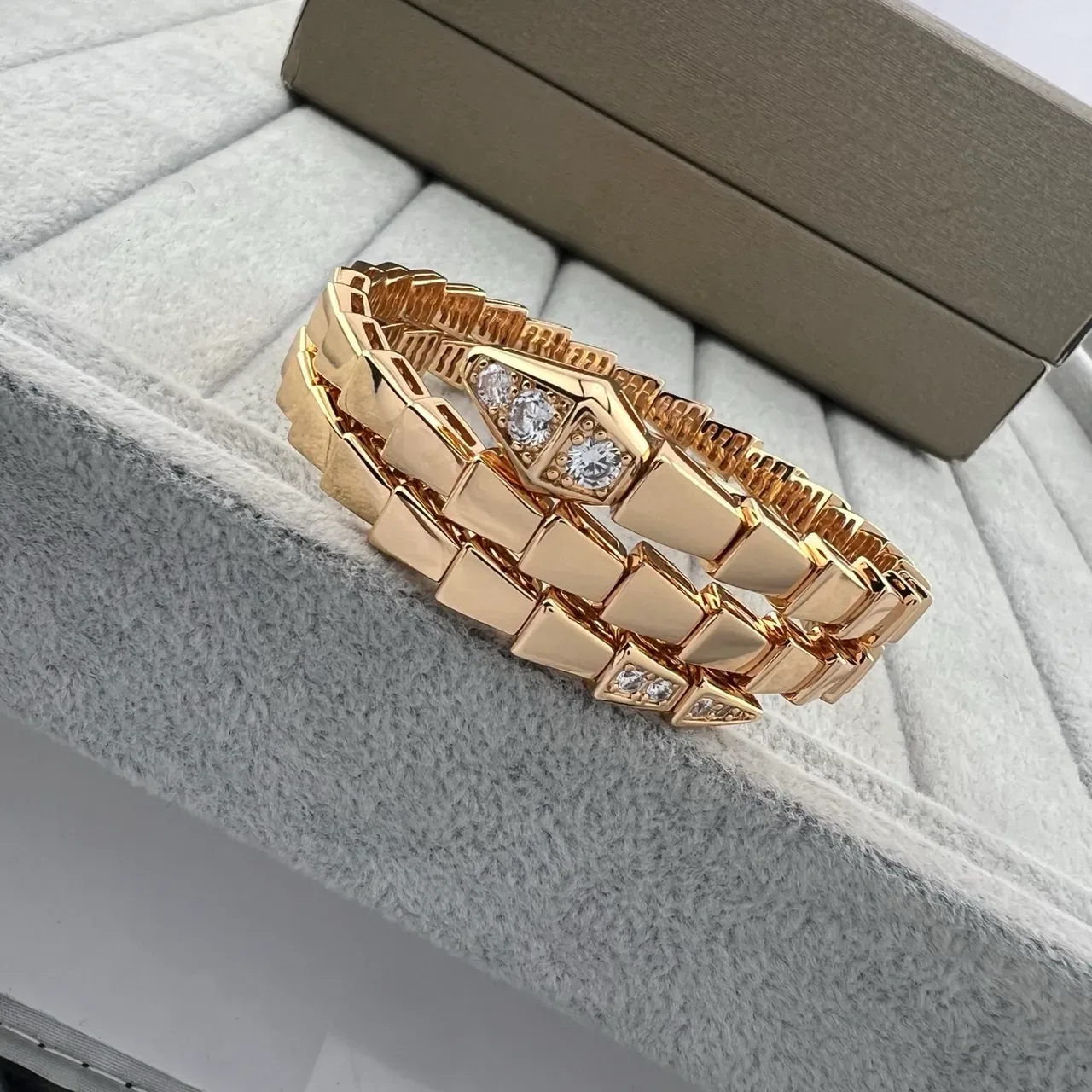 Bvlgari Serpenti Silver Gold Coiled Serpent Articulated Scale Links Bracelet 5
