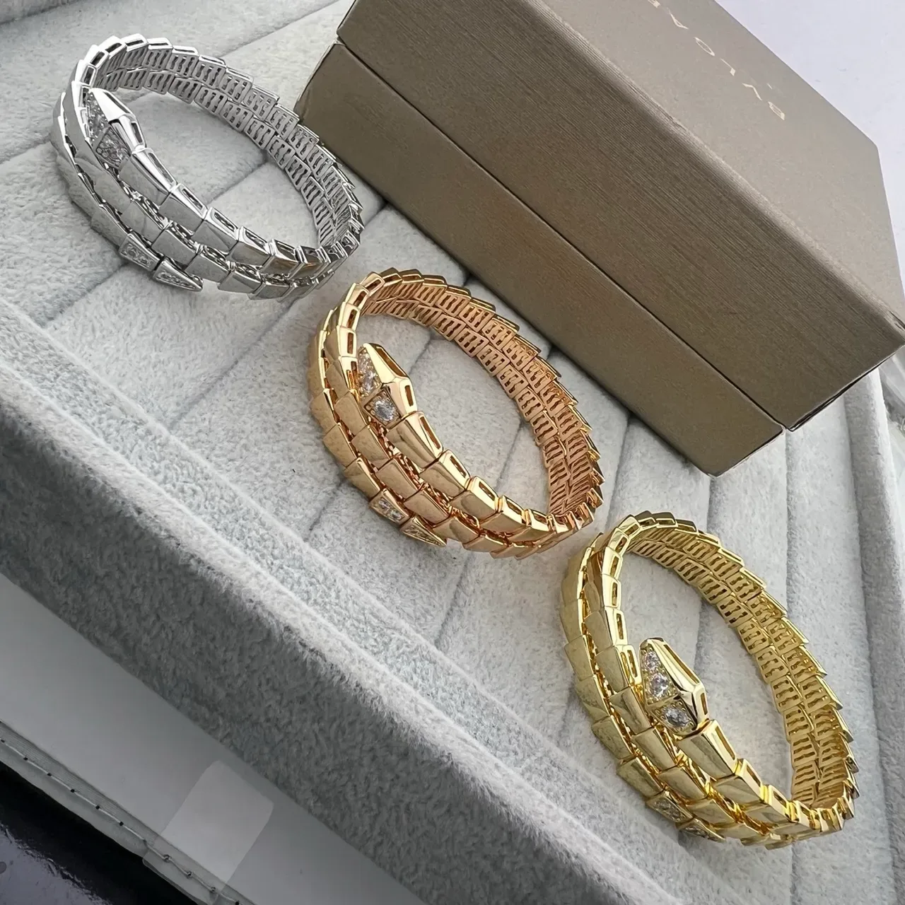 Bvlgari Serpenti Silver Gold Coiled Serpent Articulated Scale Links Bracelet 6
