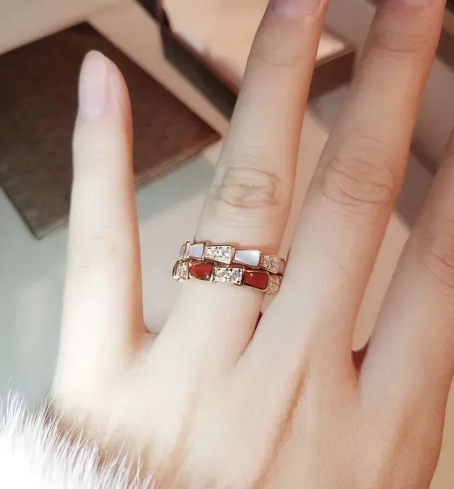 Bvlgari Serpenti Viper Red Enamel and Pavé Crystal Ring 3