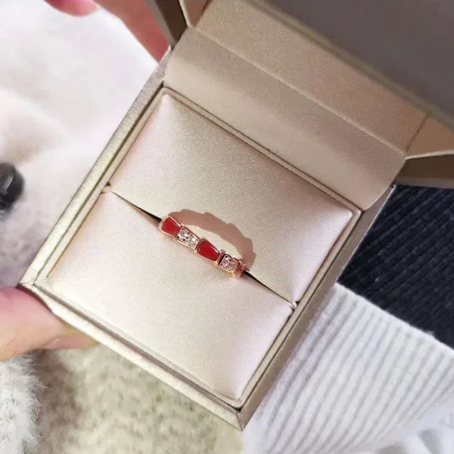 Bvlgari Serpenti Viper Red Enamel and Pavé Crystal Ring 5
