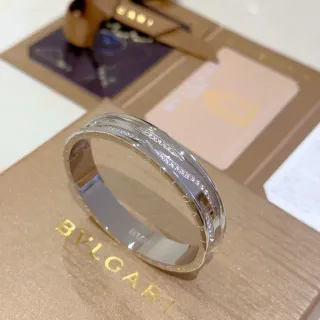 Bvlgari فضي شفاف مزدوج النطاق نمط موجة ملتوية سوار