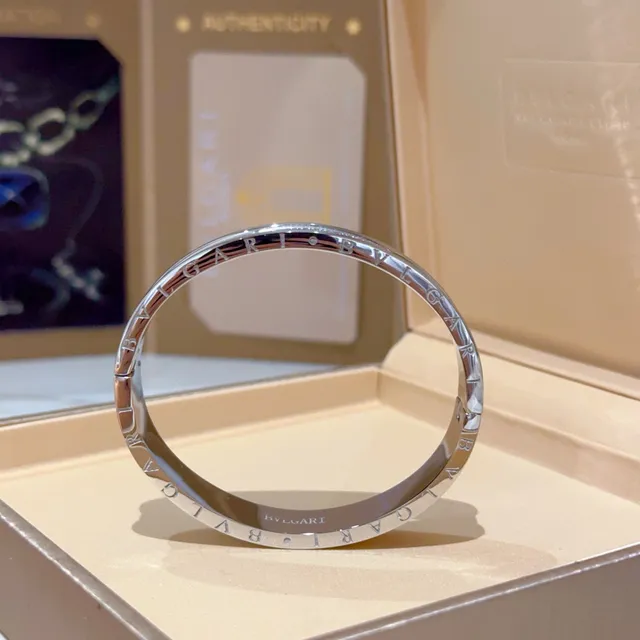 Bvlgari Silver Transparent Double-Band Twisted Wave Motif Bracelet 3