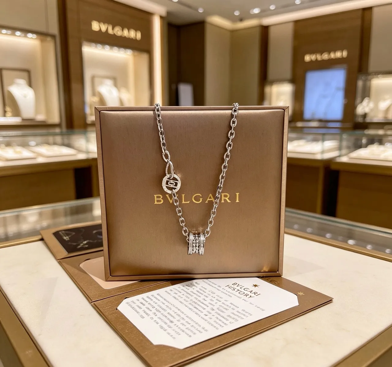 Bvlgari Silver White Chunky Curb Chain Pavé-Set Diamond Bands Necklace 5