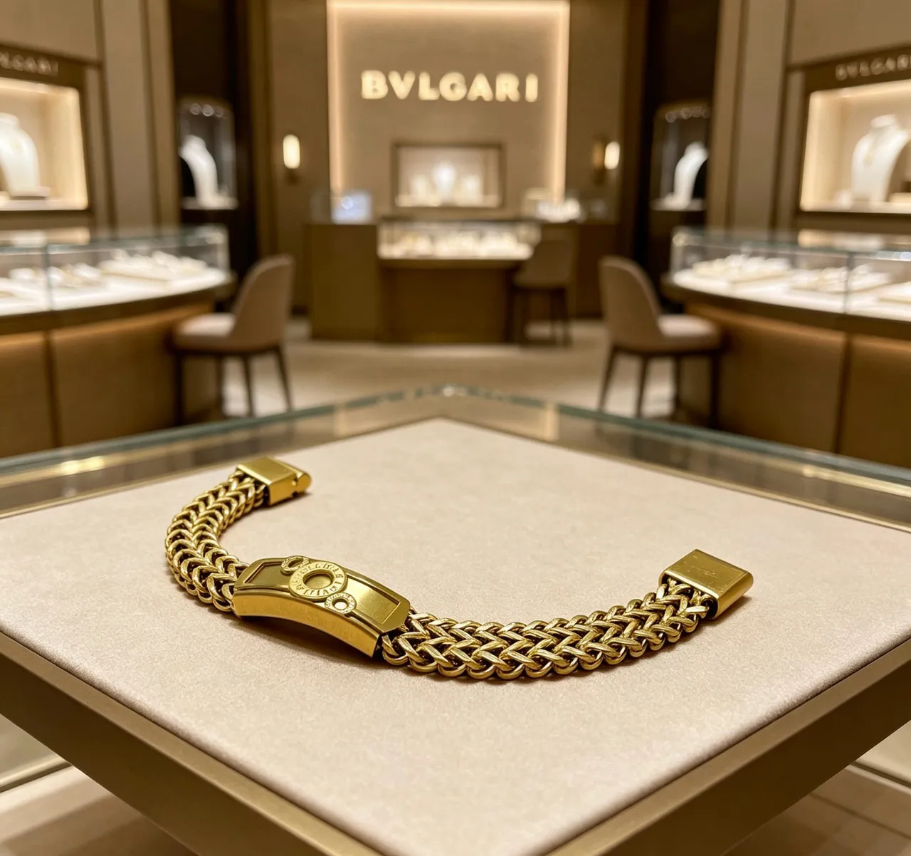 Bvlgari Woven Chain Gold-Tone Bracelet 4